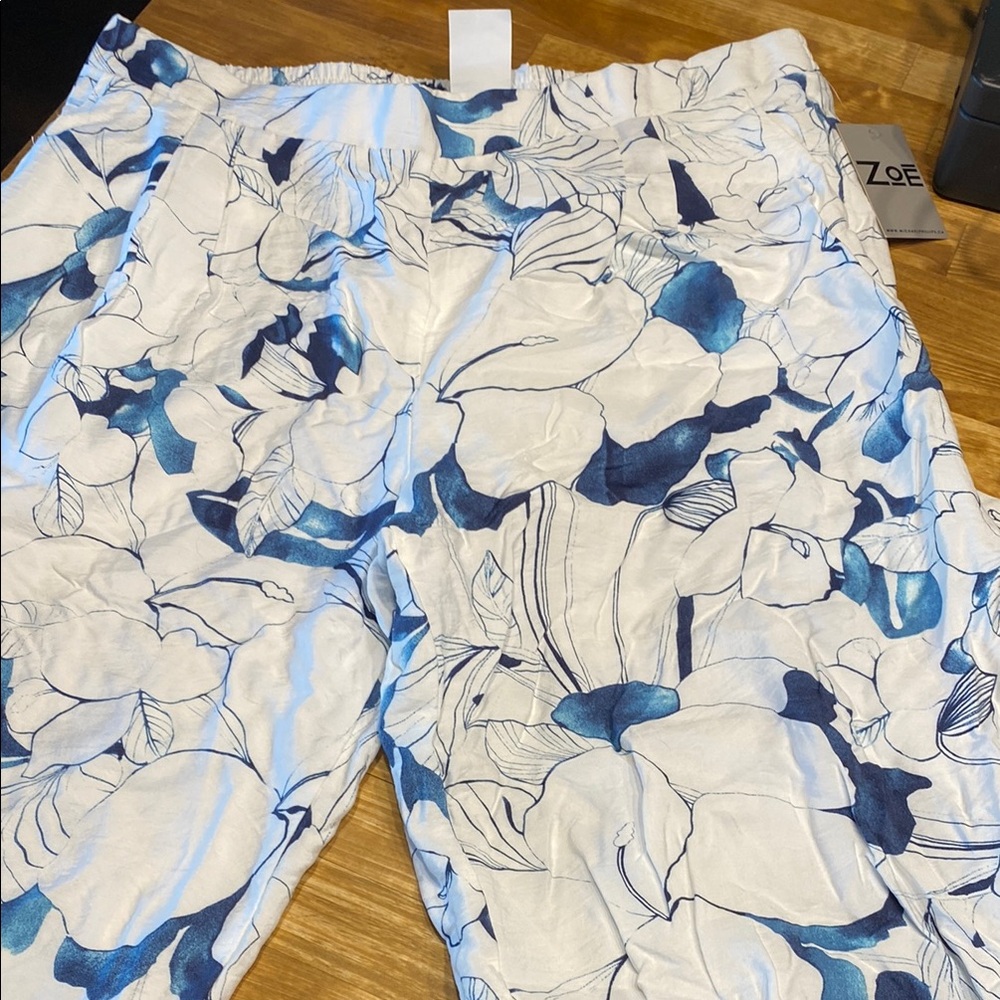Blue and White Artistic Wide Leg Jumpsuit